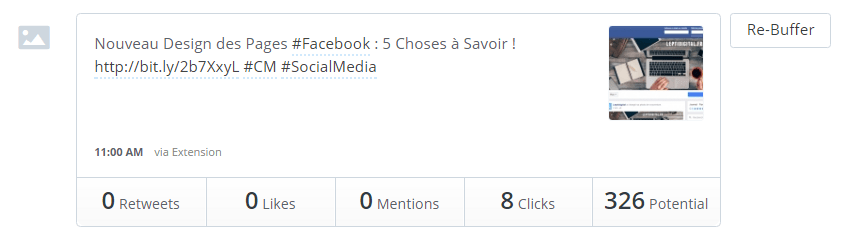 Buffer ou mon outil préféré pour planifier mes publications 2 Buffer snapchot engagement