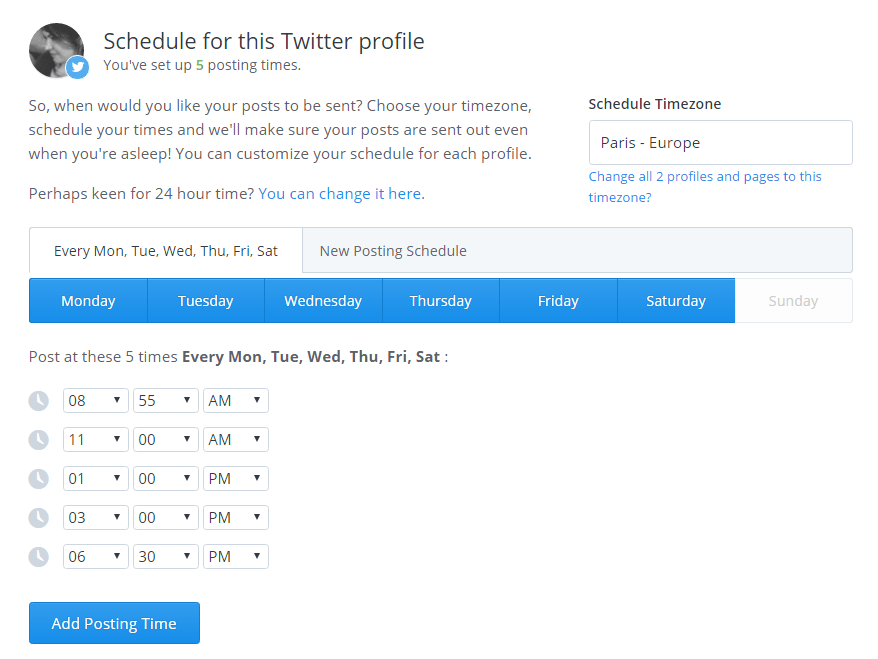 Buffer ou mon outil préféré pour planifier mes publications 1 Buffer schedul snapshot